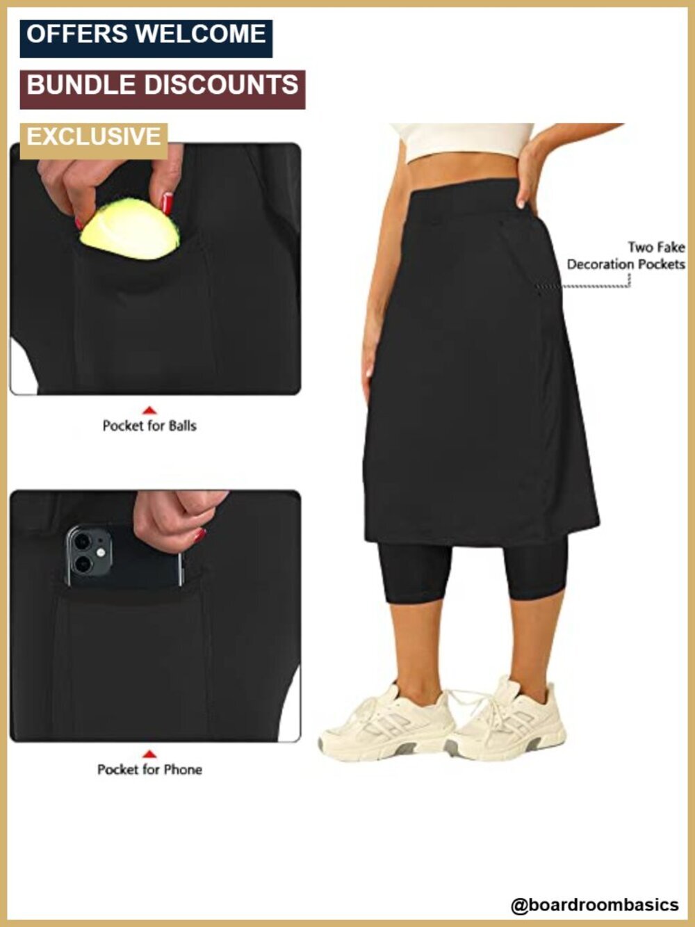 Womens Tennis Skirt with Capris Leggings Athletic Skort with Pockets - Picture 3 of 6